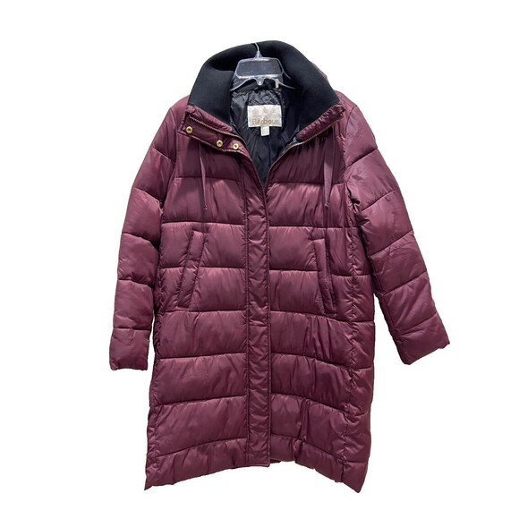 NEW Barbour Weatheram Quilt Longline Puffer Coat Purple Wine Womens Size 10 US - Picture 2 of 9